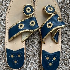 Jack Rogers blue gold sandals